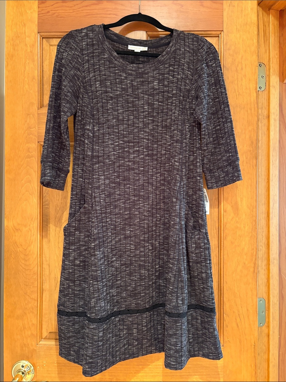 Dress Bar Heathered Charcoal Knit Pocket Dress